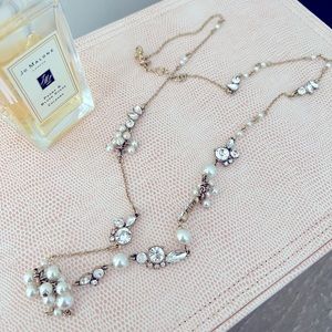 Jcrew long gold, pearl, and crystal necklace